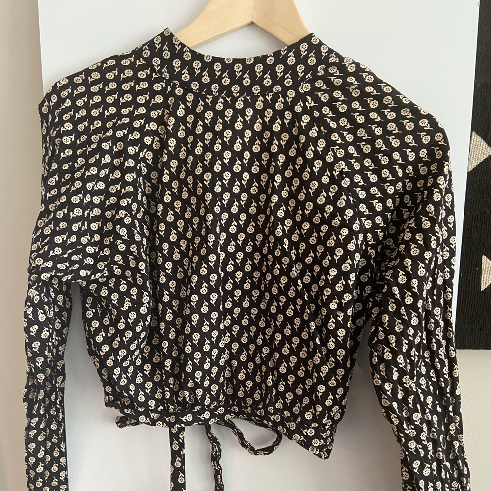 Topshop Crop Bell Sleeve Top